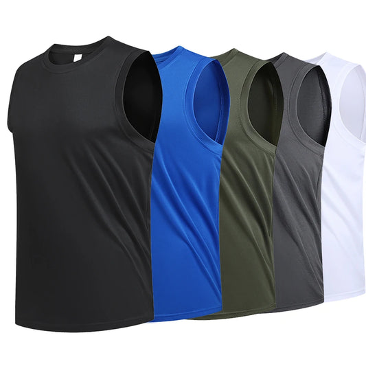 Men's Breathable Ice Silk Sleeveless Vest – Quick Dry Sports T-Shirt (M-8XL)