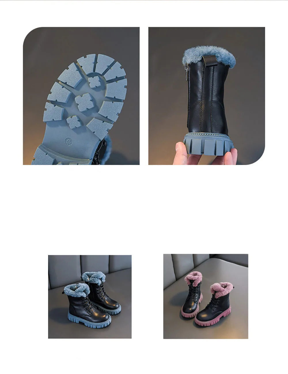 Girls' Korean Winter Fashion Boots: Warm, Faux Fur, Anti-Slip