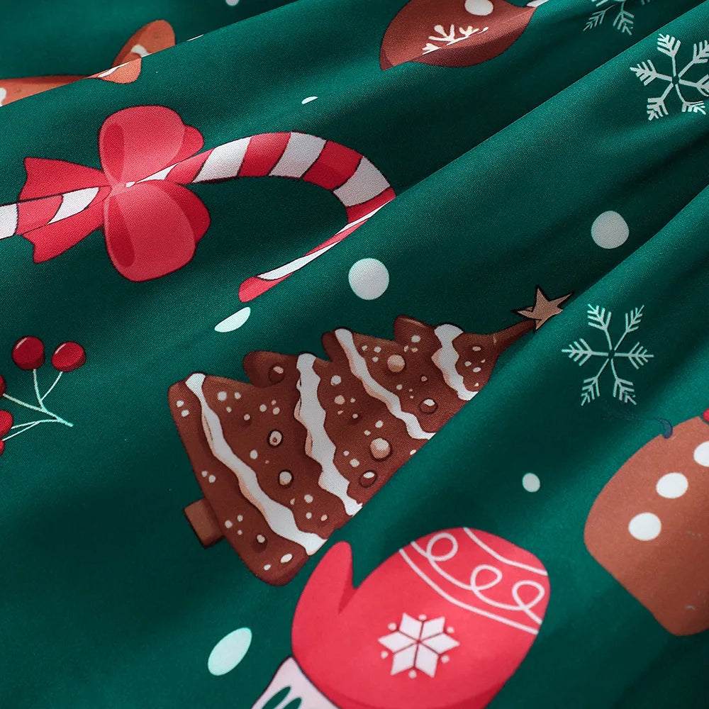 Girls' Christmas Two-Piece Dress – Autumn/Winter Holiday Outfit
