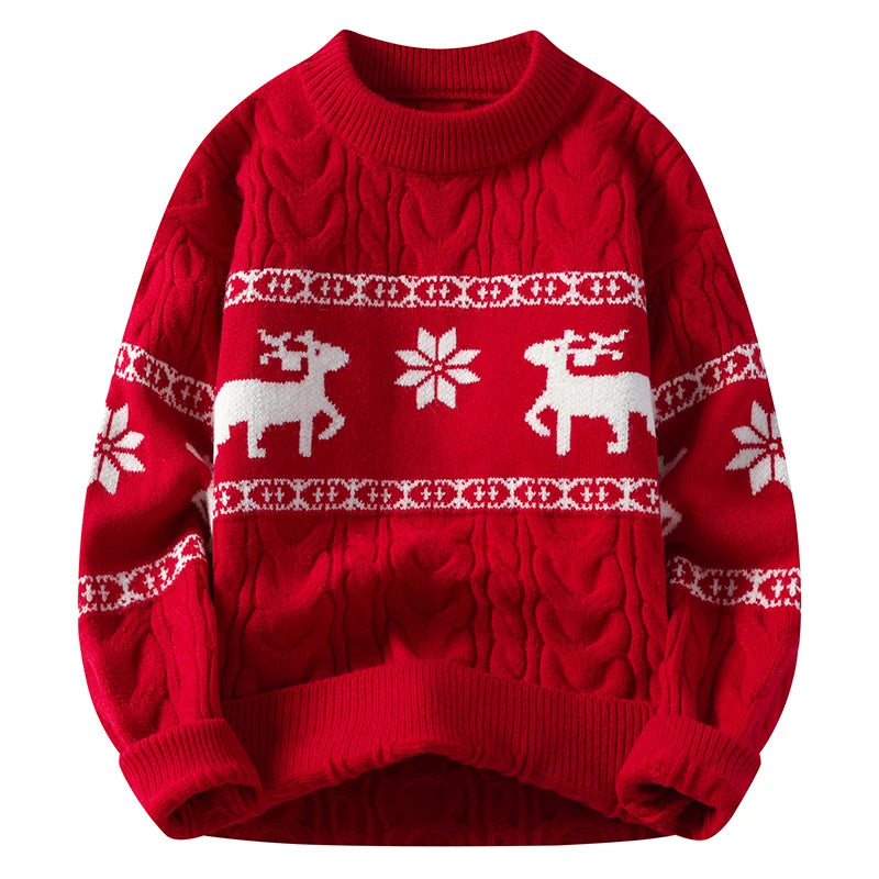 Men's Luxury Cashmere Christmas Sweater – Thick, Warm Deer Print