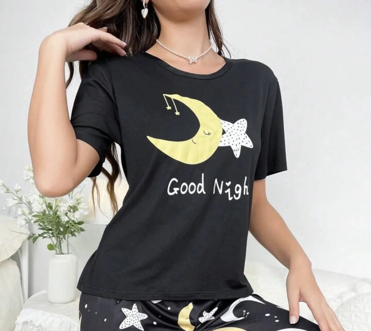 2Pcs Women's Christmas Print Long Sleeve Pajama Set