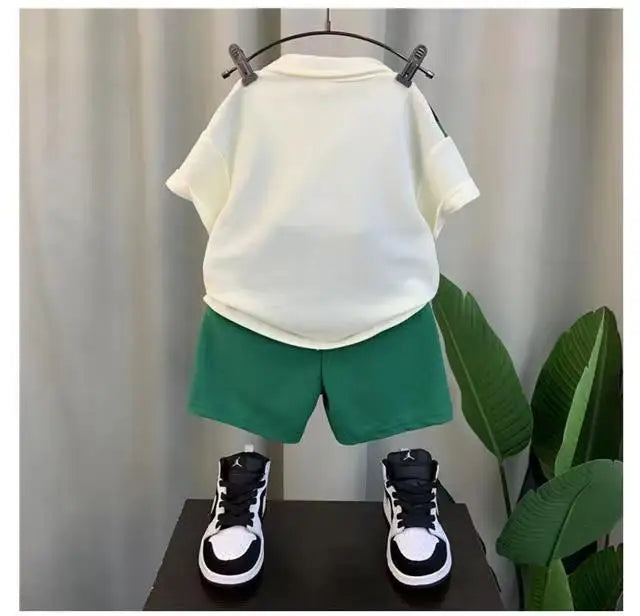 Boys' Summer Casual Sports Set: Half Sleeve Shirt & Shorts