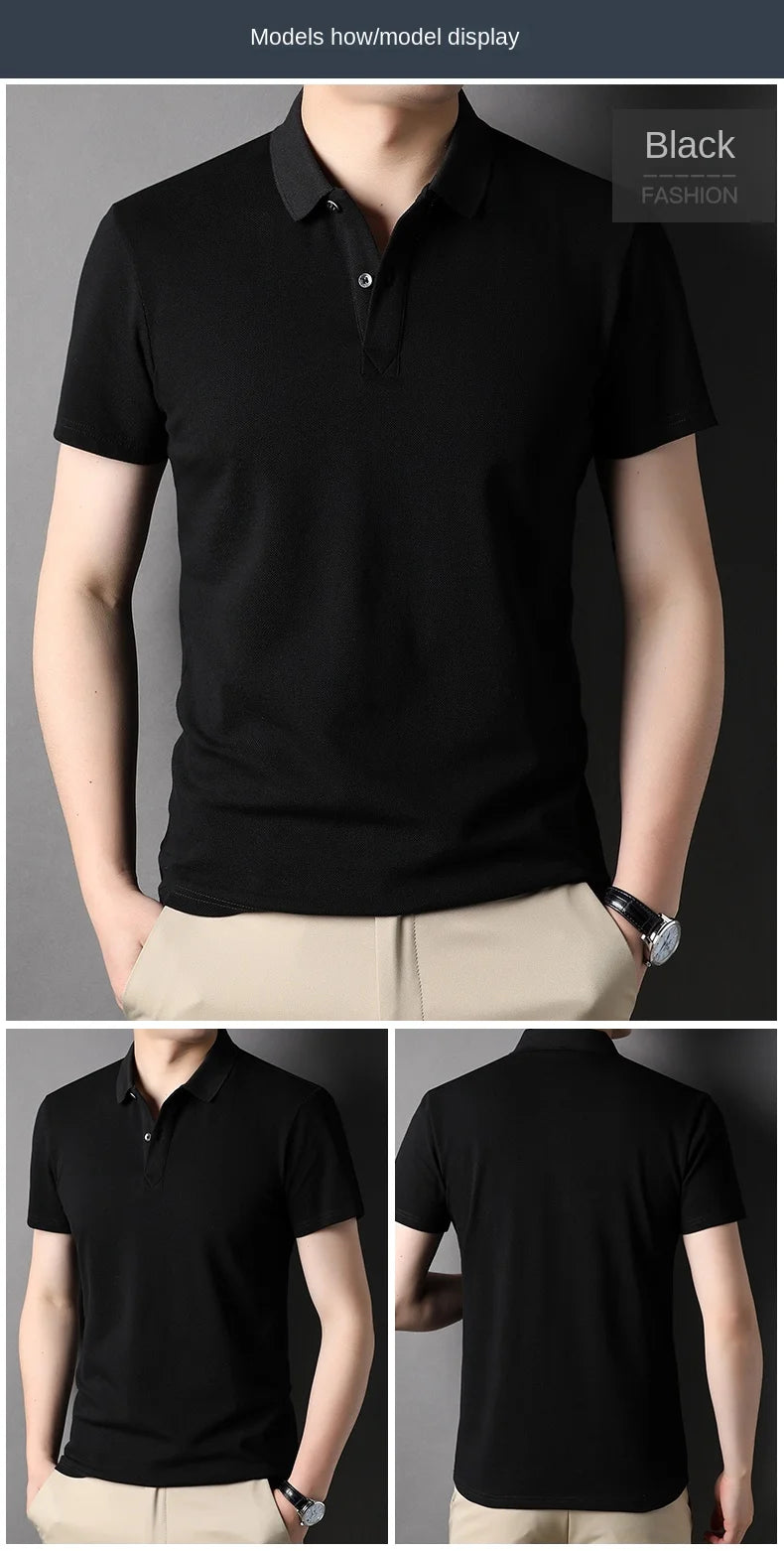 Top Grade 100% Cotton Men's Designer Polo - Summer Solid Short Sleeve