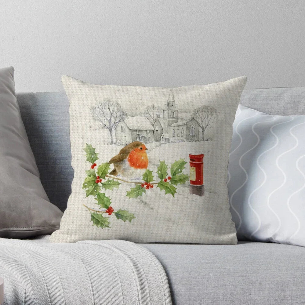 1PC Christmas Linen Pillowcase Cushion Cover – Customizable Home Sofa Decoration