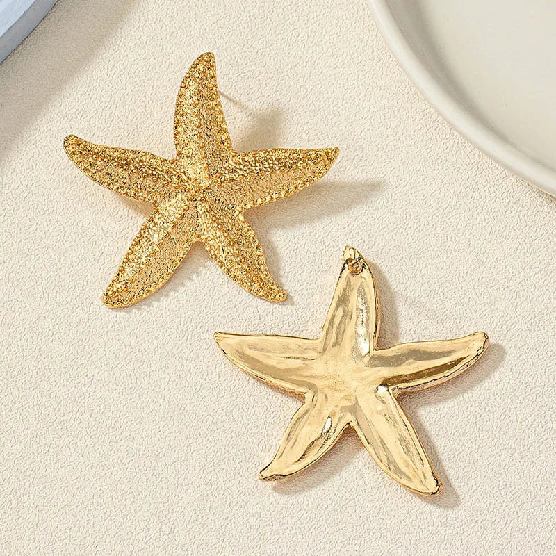 Trendy Gold Large Starfish Stud Earrings for Women