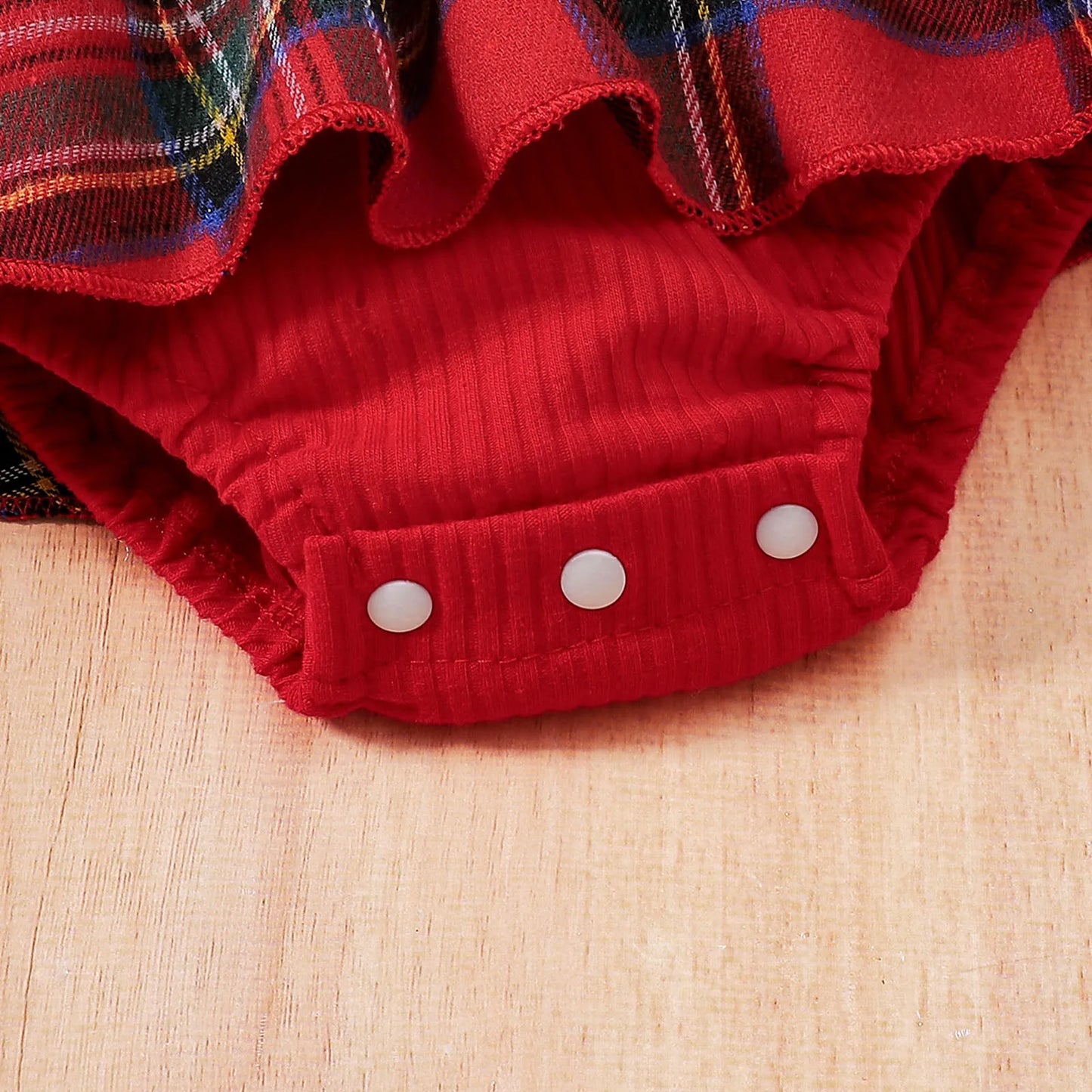 Infant Girls Plaid Romper & Headband Set – Long Sleeve Bodysuit