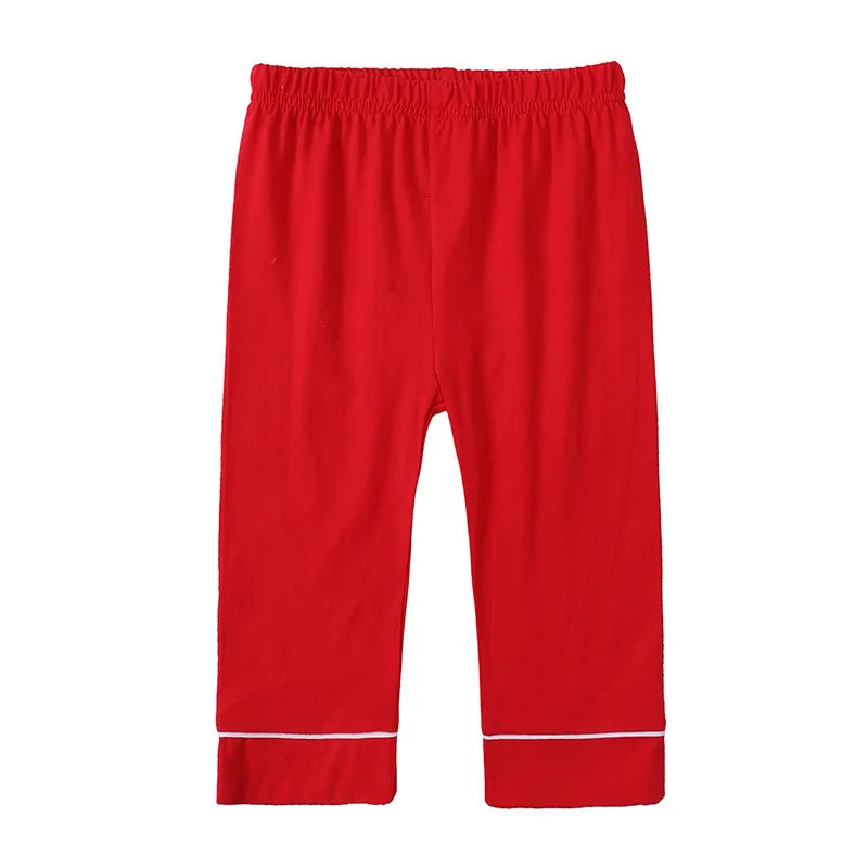Christmas Pajamas for Kids – Soft Cotton Ruffle Red Pyjamas, Button-Up, Long Sleeve Sleepwear
