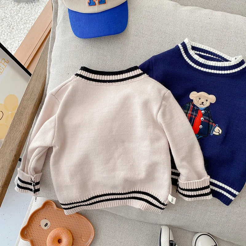 Autumn Winter Children's Sweater – 0-5 Years Kids Bear Cartoon Pullover Wool Knit Jumper