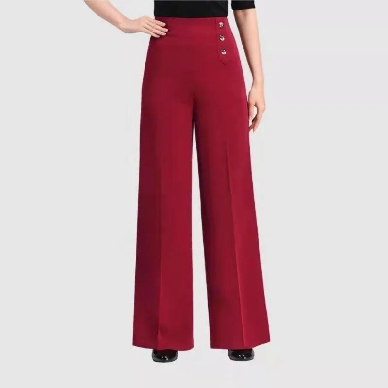 Women's High Waist Dance Pants – Buttoned, Elegant Modern Latin Practice Trousers for Spring and Autumn