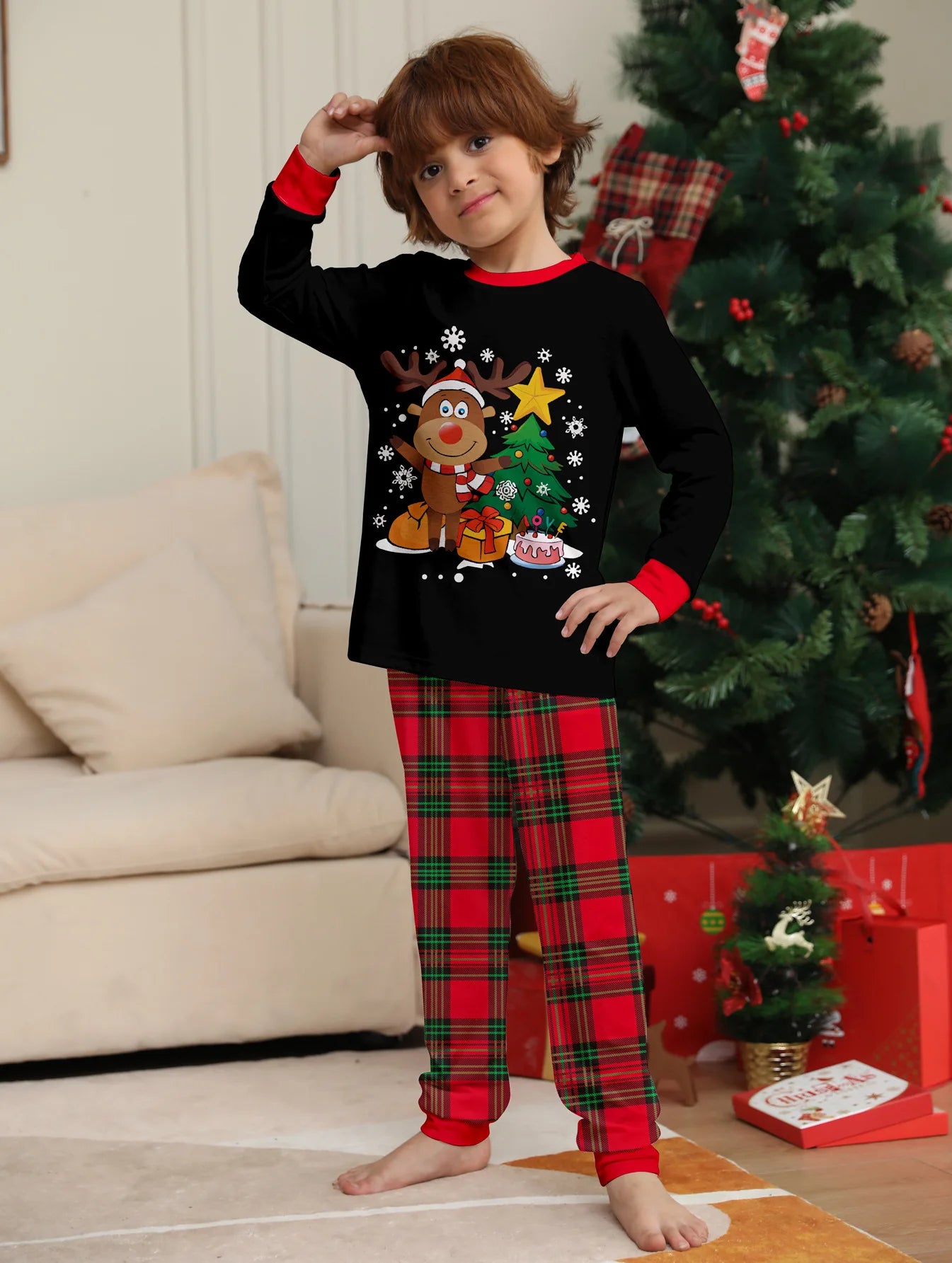 Christmas Family Matching Pajamas – Adults, Kids, Baby Rompers, Casual Sleepwear Set