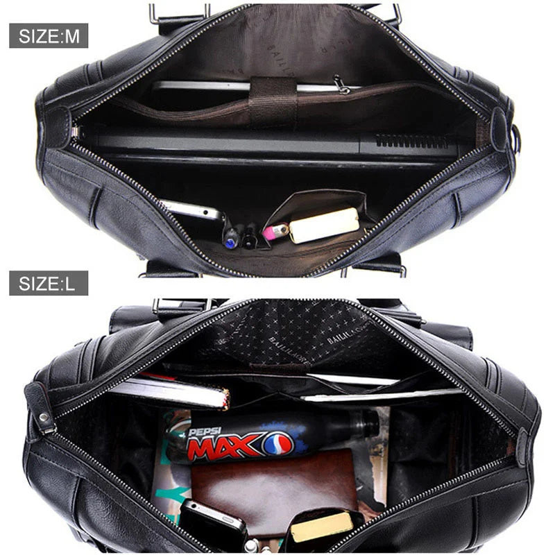Large Capacity Men Leather Brown Briefcase Computer Bags Male Laptop Bag