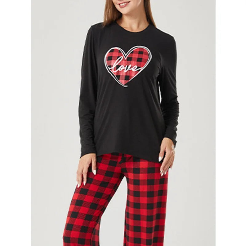 2Pcs Women's Christmas Print Long Sleeve Pajama Set