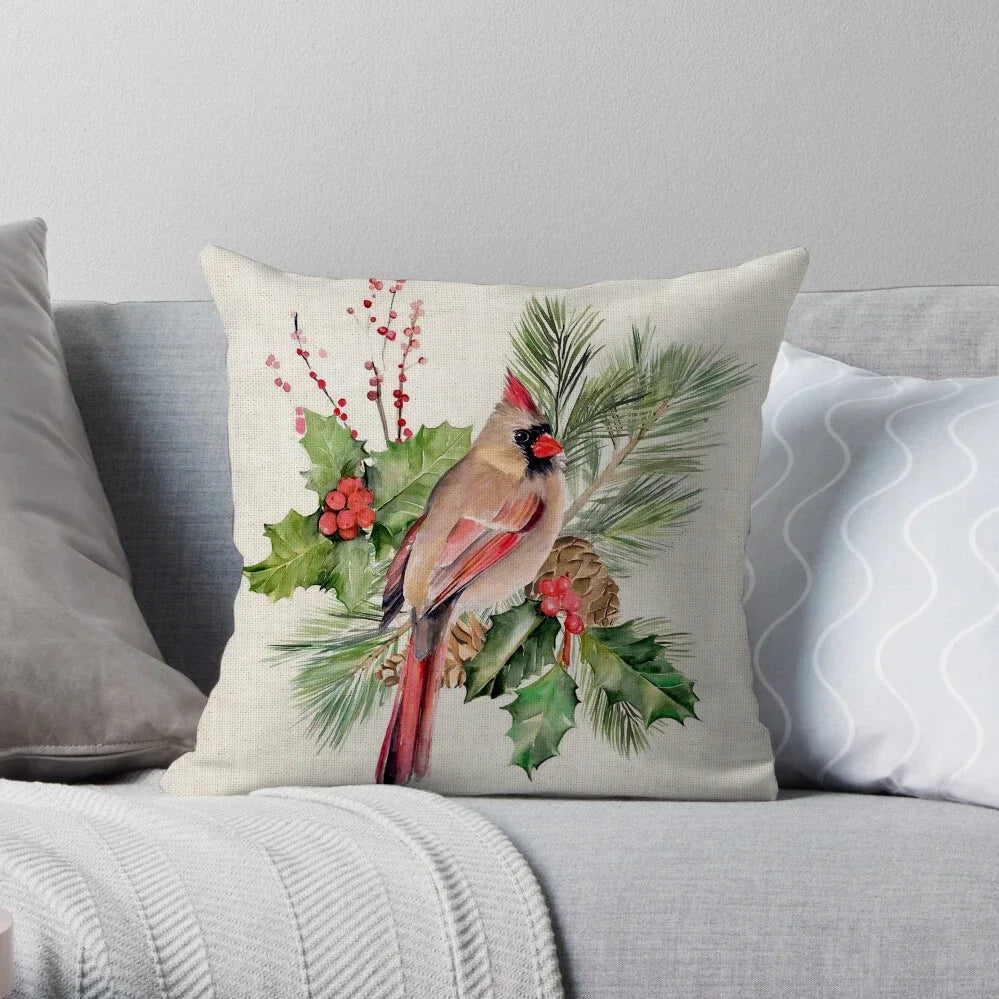 1PC Christmas Linen Pillowcase Cushion Cover – Customizable Home Sofa Decoration