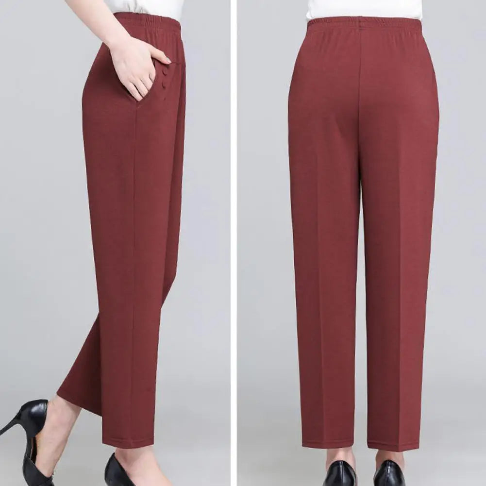 Summer High Waist Loose Fit Pants for Middle-Aged Women