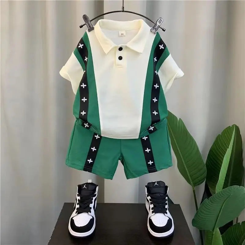 Boys' Summer Casual Sports Set: Half Sleeve Shirt & Shorts