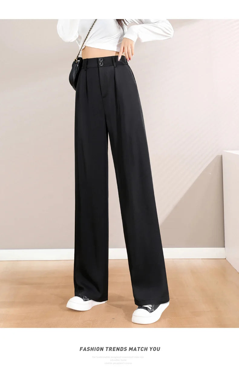 Women's High-Waist Slim Suit Pants – Spring/Autumn Korean Straight-Leg Trousers