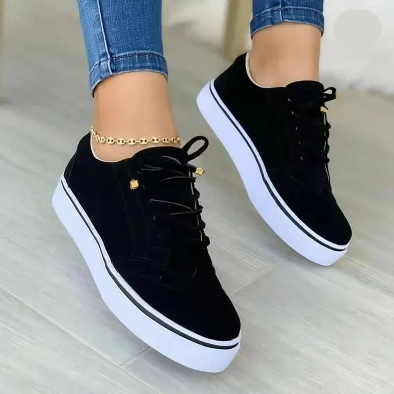 Women's Casual Lace-Up Sneakers - Versatile Spring Flats
