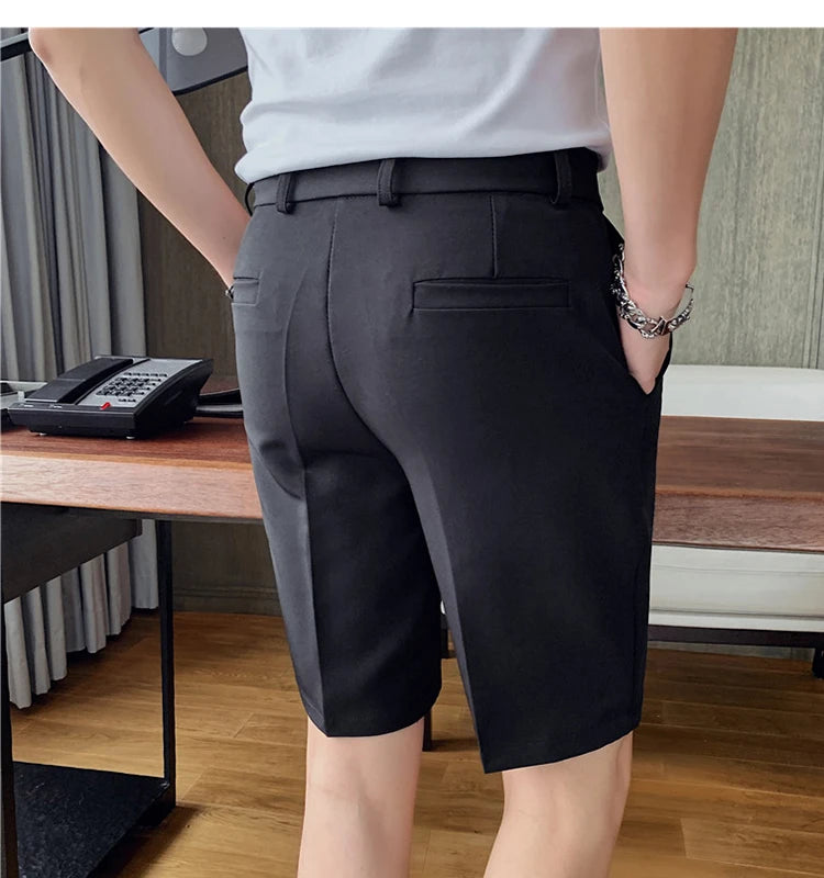 Men's High-Quality Summer Suit Shorts - Casual Knee-Length