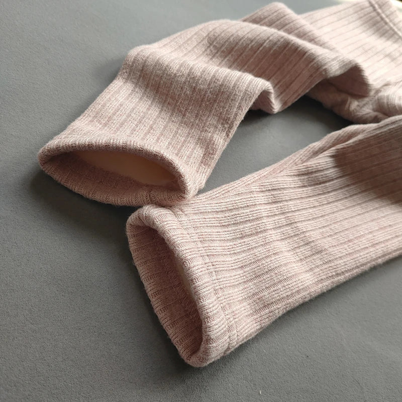 Girls' Cashmere Leggings – Warm, Slim, Elastic Fleece Pants for Autumn/Winter.