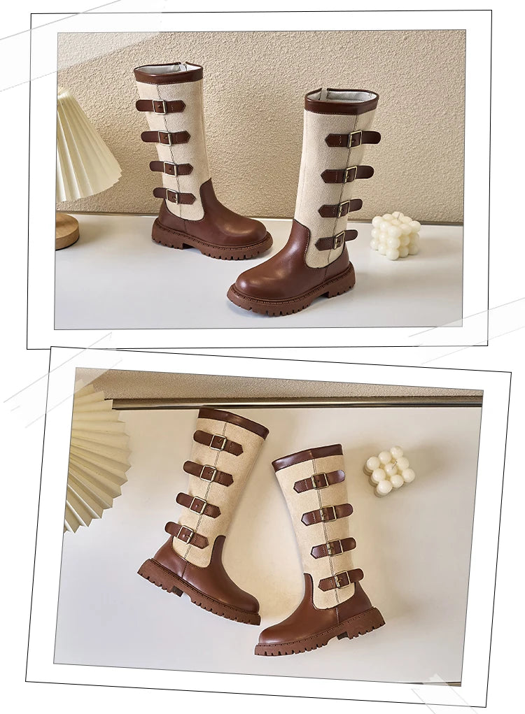 Girls' British Style High-Top Boots - Autumn Winter Fashion & Outdoor Princess Shoes