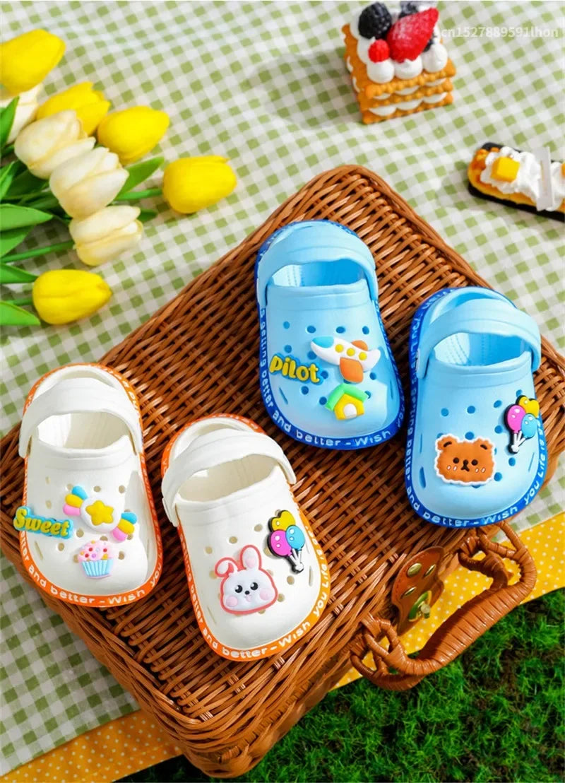 Summer Kids' Sandals: Cartoon DIY Design Anti-Skid Shoes