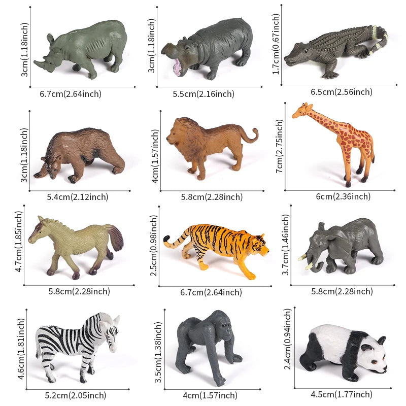 12-Piece Mini Jungle Animal Figure Set for Kids