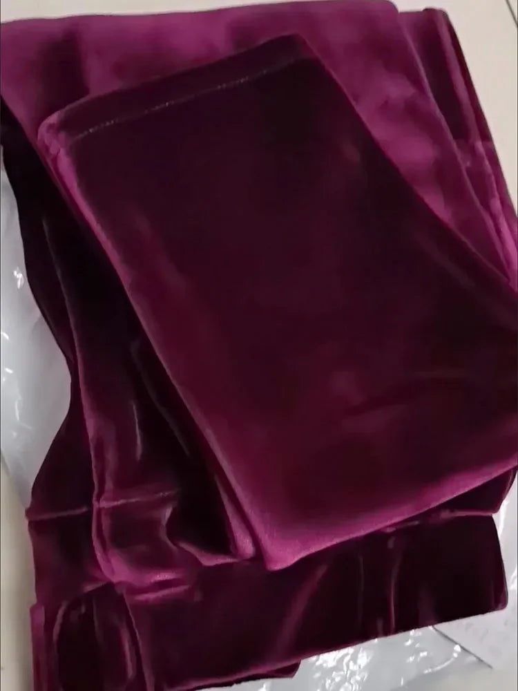 Winter High Waist Velvet Trousers – Women's Straight-Leg, Slim Fit, Plush-Lined Warm Pants