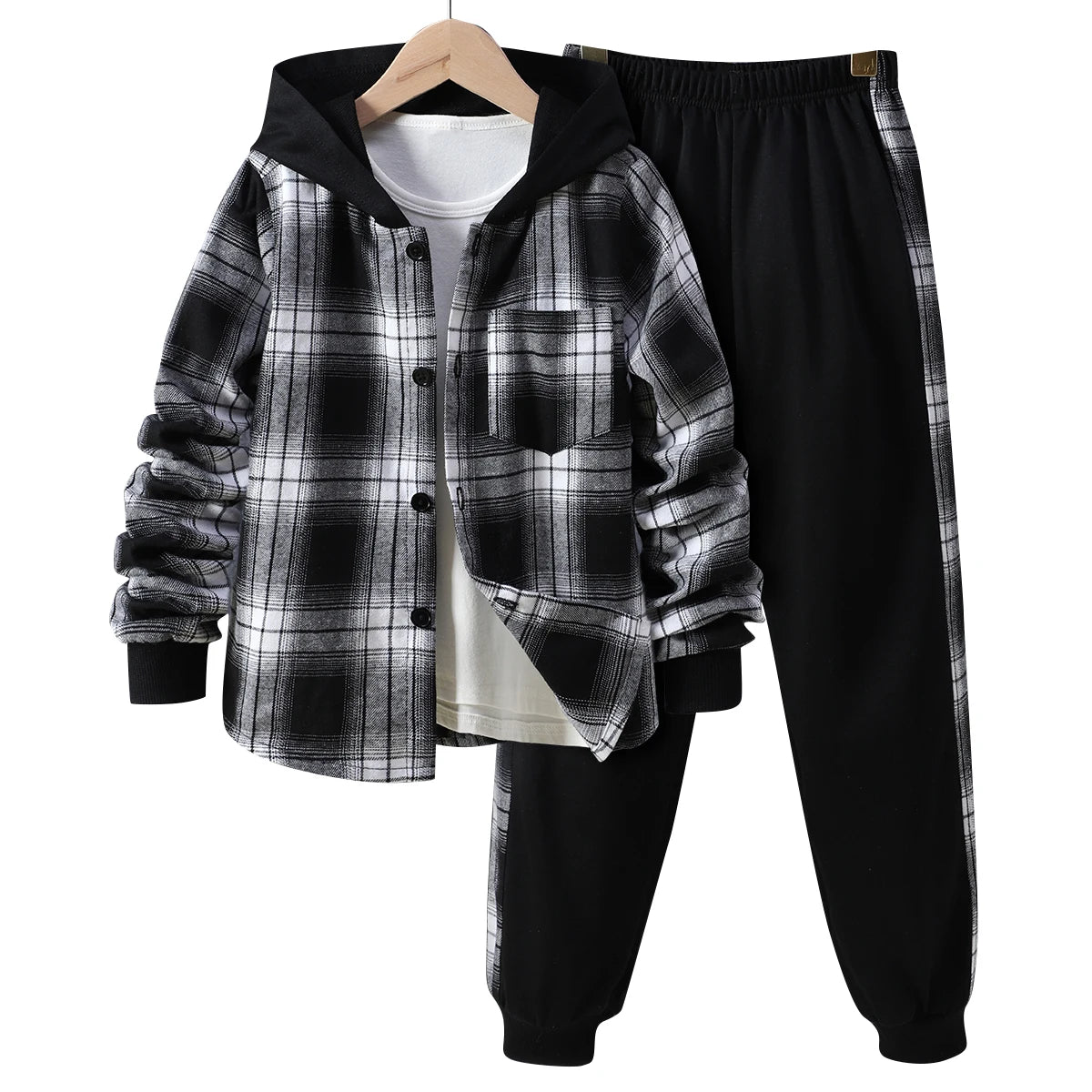 Boys' Autumn Hoodie & Pants Set – Casual 2-Piece Outfit for Ages 8-14