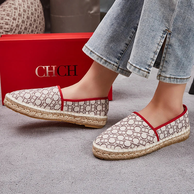 Women's Fisherman Mesh Loafers - Breathable Plaid Woven Casual Straw Shoes