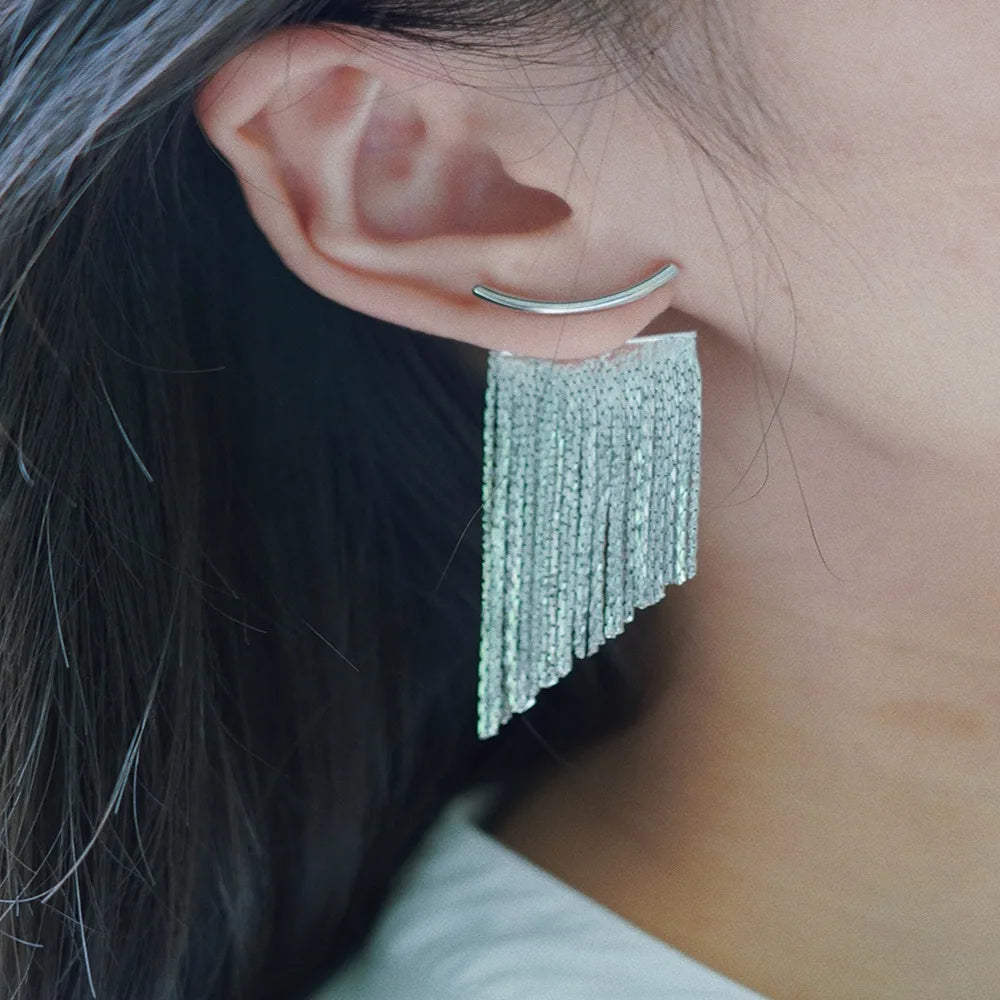 Bling Gold Tassel Dangle Earrings for Women