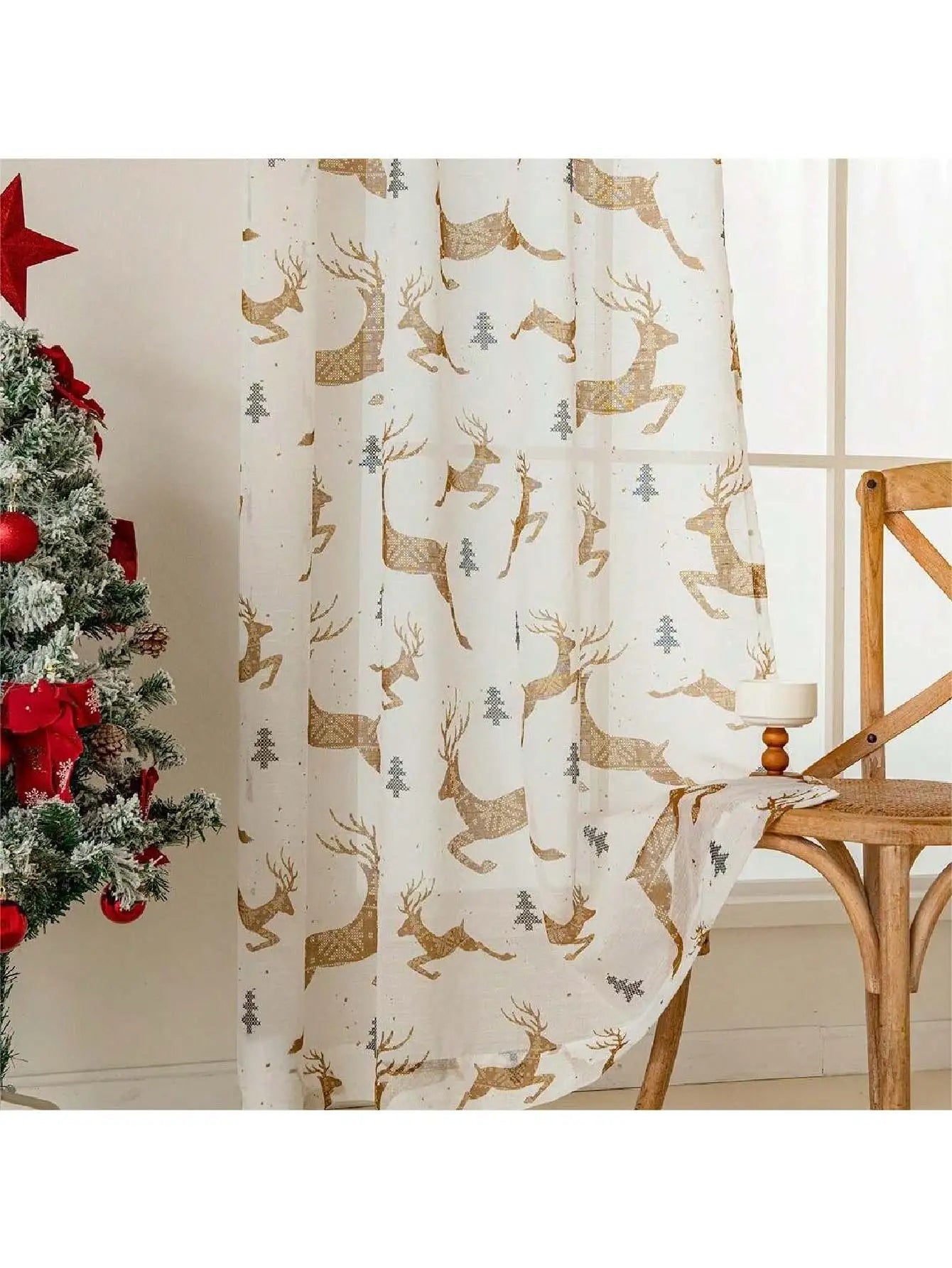 1pc Curtains for Christmas Decorations For Living room Bedroom Window screen