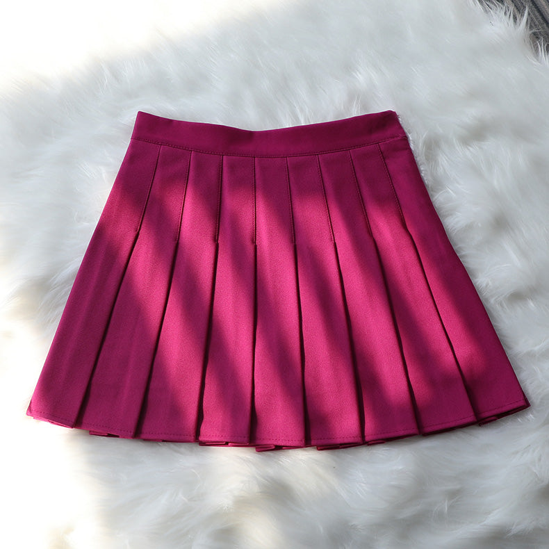 Korean High-Waisted Pleated A-Line Skirt