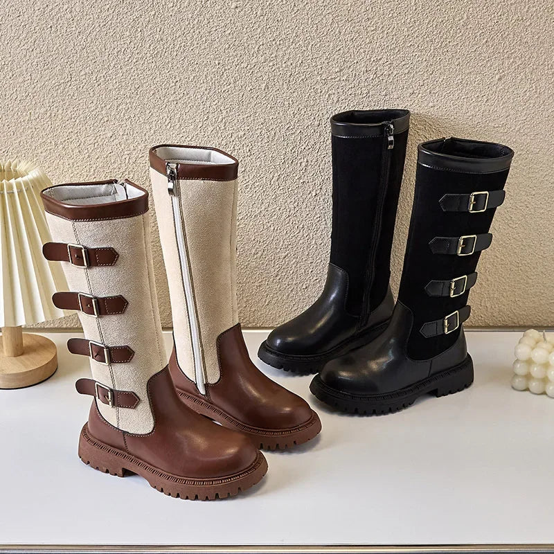 Girls' British Style High-Top Boots - Autumn Winter Fashion & Outdoor Princess Shoes