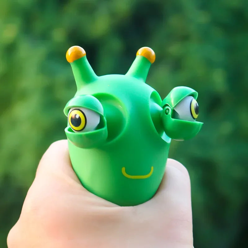 Green Eye Caterpillar Squeeze Toy – Funny Stress Relief Pinch Toy for Adults and Kids