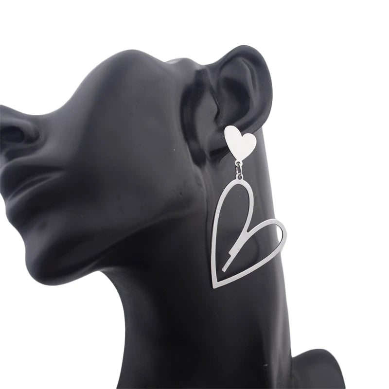 Trendy Double-Layer Heart Pendant Dangle Earrings - Bohemian Love Jewelry
