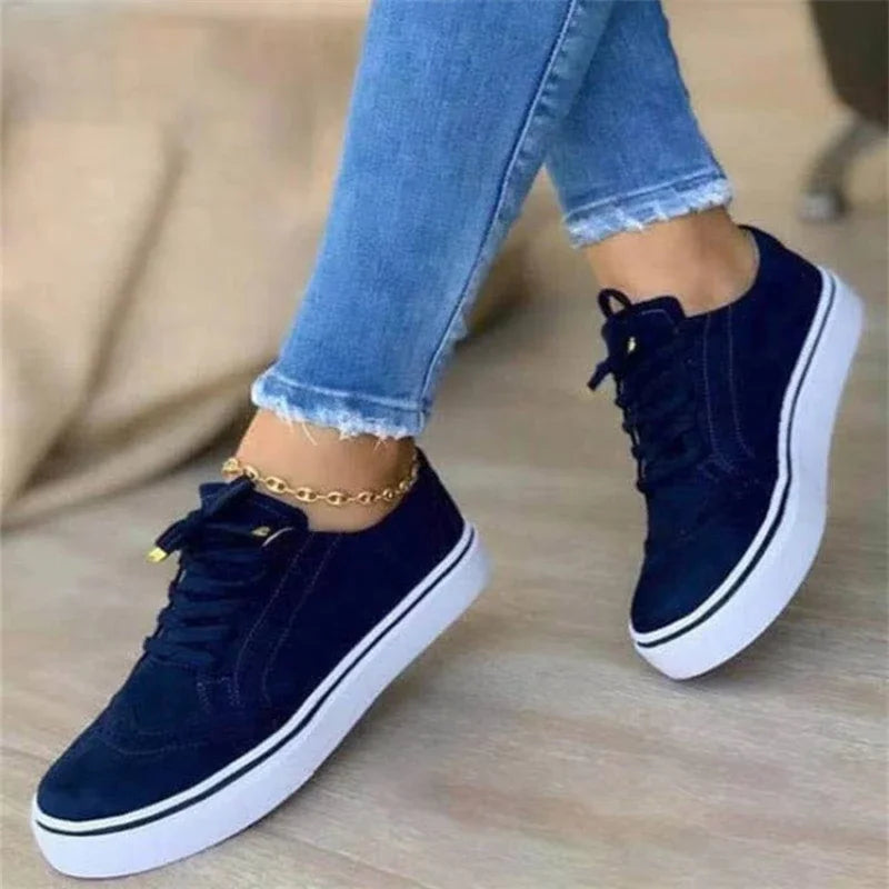 Women's Casual Lace-Up Sneakers - Versatile Spring Flats